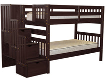 Load image into Gallery viewer, Bunk Beds Twin over Twin Stairway Cappuccino