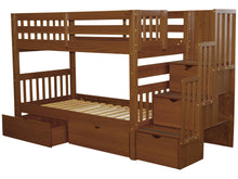 Load image into Gallery viewer, Bunk Beds Twin over Twin Stairway Expresso + 2 Extra Drawers