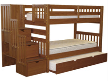 Load image into Gallery viewer, Bunk Beds Twin over Twin Stairway Expresso + Trundle
