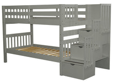 Load image into Gallery viewer, Bunk Beds Twin over Twin Stairway Gray