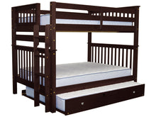 Load image into Gallery viewer, Bunk Beds Full over Full End Ladder Cappuccino + Full Trundle