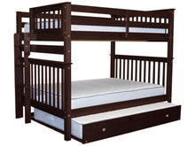 Load image into Gallery viewer, Bunk Beds Full over Full End Ladder Cappuccino + Full Trundle
