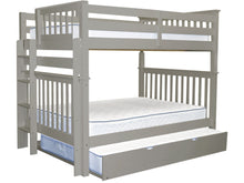 Load image into Gallery viewer, Bunk Beds Full over Full End Ladder Gray + Full Trundle