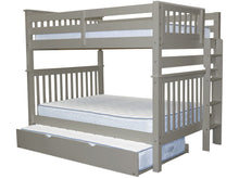 Load image into Gallery viewer, Bunk Beds Full over Full End Ladder Gray + Trundle