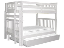 Load image into Gallery viewer, Bunk Beds Full over Full End Ladder White + Full Trundle