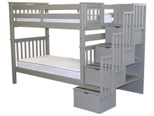 Load image into Gallery viewer, Bunk Beds Tall Twin over Twin Stairway Gray