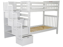 Load image into Gallery viewer, Bunk Beds Tall Twin over Twin Stairway White