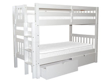 Load image into Gallery viewer, Bunk Bed Twin over Twin End Ladder White + Drawers