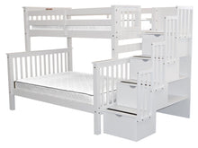 Load image into Gallery viewer, Bunk Beds Twin over Full Stairway White