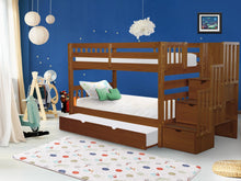 Load image into Gallery viewer, Bunk Beds Twin over Twin Stairway Expresso + Trundle