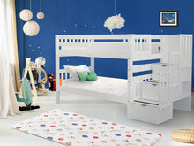 Load image into Gallery viewer, Bunk Beds Twin over Twin Stairway White