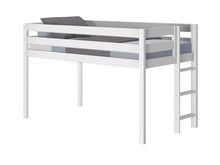 Load image into Gallery viewer, JACKPOT! Contemporary Twin Low Loft Bed with Ladder, White