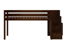 Load image into Gallery viewer, JACKPOT! Contemporary Twin Low Loft Bed with Stairway, Cherry
