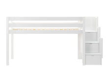 Load image into Gallery viewer, JACKPOT! Contemporary Twin Low Loft Bed with Stairway, White