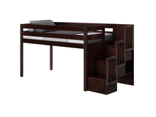 Load image into Gallery viewer, JACKPOT! Contemporary Twin Low Loft Bed with Stairway, Cherry