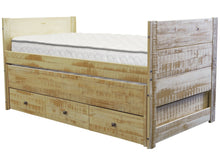 Load image into Gallery viewer, All in One Twin Bed with Trundle and 3 Drawers in Weathered Honey
