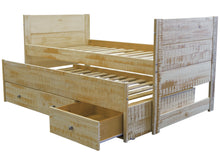Load image into Gallery viewer, All in One Twin Bed with Trundle and 3 Drawers in Weathered Honey
