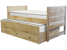 Load image into Gallery viewer, All in One Twin Bed with Trundle and 3 Drawers in Weathered Honey
