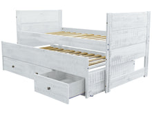 Load image into Gallery viewer, All in One Twin Bed with Trundle and 3 Drawers in Rustic White
