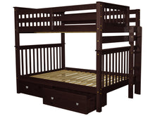 Load image into Gallery viewer, Bunk Beds Full over Full End Ladder Cappuccino + Drawers
