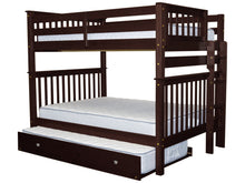 Load image into Gallery viewer, Bunk Beds Full over Full End Ladder Cappuccino + Trundle
