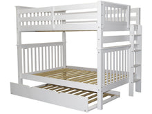 Load image into Gallery viewer, Bunk Beds Full over Full End Ladder White + Trundle
