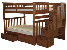 Load image into Gallery viewer, Bunk Beds Full over Full Stairway Expresso + 2 Extra Drawers
