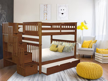 Load image into Gallery viewer, Bunk Beds Full over Full Stairway Expresso + Full Trundle

