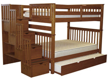Load image into Gallery viewer, Bunk Beds Full over Full Stairway Expresso + Full Trundle

