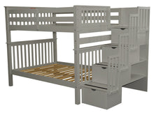 Load image into Gallery viewer, Bunk Beds Full over Full Stairway Gray
