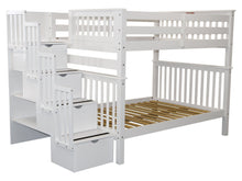 Load image into Gallery viewer, Bunk Beds Full over Full Stairway White
