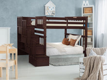 Load image into Gallery viewer, Bunk Beds Tall Twin over Twin Stairway Cappuccino
