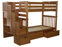 Load image into Gallery viewer, Bunk Beds Tall Twin over Twin Stairway Expresso + 2 Drawers
