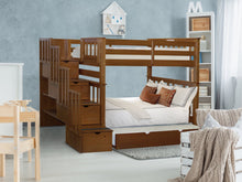 Load image into Gallery viewer, Bunk Beds Tall Twin over Twin Stairway Expresso + Trundle
