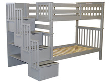 Load image into Gallery viewer, Bunk Beds Tall Twin over Twin Stairway Gray
