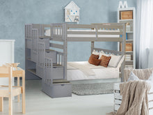 Load image into Gallery viewer, Bunk Beds Tall Twin over Twin Stairway Gray
