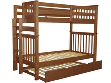 Load image into Gallery viewer, Bunk Beds Tall Twin over Twin End Ladder Expresso + Trundle
