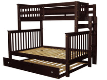 Load image into Gallery viewer, Bunk Beds Twin over Full End Ladder Cappuccino + Full Trundle
