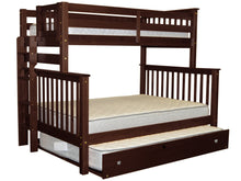 Load image into Gallery viewer, Bunk Beds Twin over Full End Ladder Cappuccino + Full Trundle
