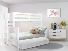 Load image into Gallery viewer, Bunk Beds Twin over Full End Ladder White + Trundle
