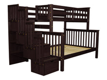 Load image into Gallery viewer, Bunk Beds Twin over Full Stairway Cappuccino
