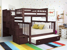 Load image into Gallery viewer, Bunk Beds Twin over Full Stairway Cappuccino + Trundle
