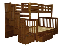 Load image into Gallery viewer, Bunk Beds Twin over Full Stairway Expresso + 2 Extra Drawers

