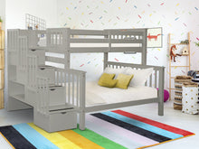 Load image into Gallery viewer, Bunk Beds Twin over Full Stairway Gray
