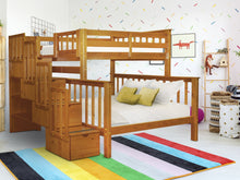 Load image into Gallery viewer, Bunk Beds Twin over Full Stairway Honey
