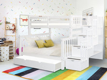 Load image into Gallery viewer, Bunk Beds Twin over Full Stairway White + Full Trundle
