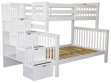 Load image into Gallery viewer, Bunk Beds Twin over Full Stairway White

