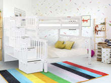 Load image into Gallery viewer, Bunk Beds Twin over Full Stairway White
