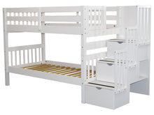 Load image into Gallery viewer, Bunk Beds Twin over Twin Stairway White
