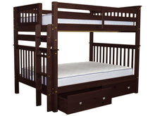 Load image into Gallery viewer, Bunk Beds Full over Full End Ladder Cappuccino + Drawers
